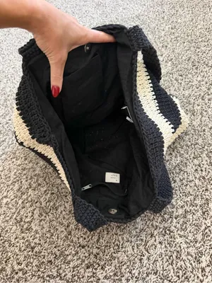 Black striped tote bag thumbnail 3