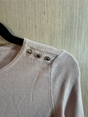 Women’s White House Black Market Blush Ruffle-Cuff Long Sleeve Sweater Size XS thumbnail 3