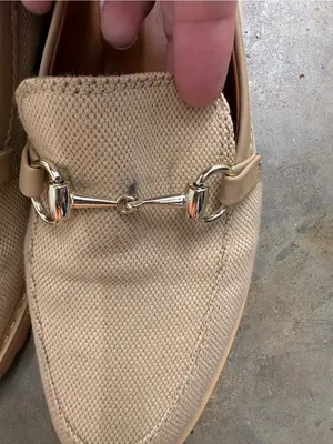 Franco Sarto Canvas Horsebit Lug Sole Loafers Beige Tan Women’s 7.5 thumbnail 3