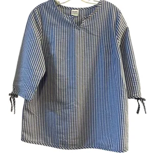 Blair Women's Striped‎ Tunic Top Blue/White V-Neck 3/4 Sleeve M thumbnail 1