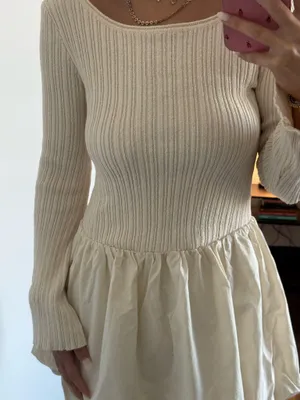 elemental knit combo mini dress White thumbnail 4