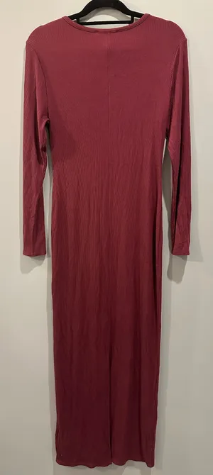 Edited by Remi Bader Cutout Long Sleeve Maxi Dress Burgundy thumbnail 5