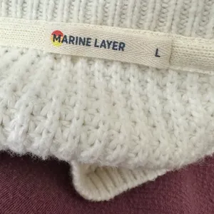 Marine Layer Cream‎ Multi Stripe Sweater Delaney Raglan Preppy Chucky Size Large thumbnail 5