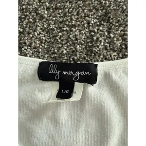 Lily Morgan Tank Top Womens Size L White Ribbed Knit Scoop Neck Sleeveless thumbnail 2