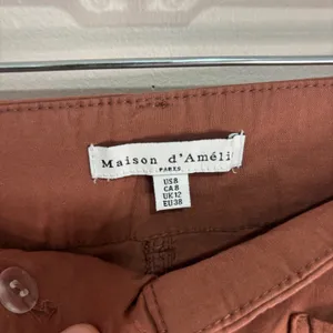 Maison d'Amélie Paris Rust Brown Wide Leg Crop Utility Pants Linen Blend Size 8 thumbnail 3