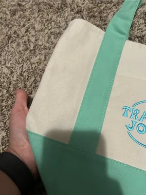 TRADER JOES Mini Canvas Tote Bag Spring 2025 Pastel Green thumbnail 4