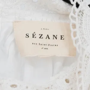 Sézane Cotton Eyelet Lace Mock Neck Long Sleeve Blouse White 46 / 14 thumbnail 2