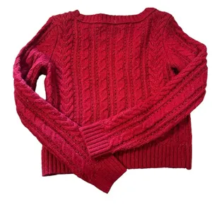 American Eagle women's XS red knit cardigan thumbnail 3