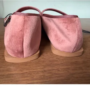 NWT Zara sz 10 Velvet Dusty Rose Mary Jane Flat Sqaure Toe Buckle Preppy Minimal thumbnail 5