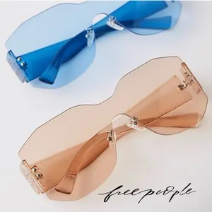 FREE PEOPLE Sidetracked Rimless Sunglasses Retro 70’s Summer Beach Neutral RARE thumbnail 1