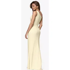 Betsy and Adam Women's One-Shoulder Side Ruched Ball Gown Lemon Size 10 Petite thumbnail 3