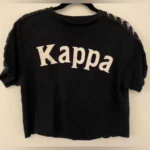 Kappa Black Cropped Cut T-shirt Unisex Size Small thumbnail 1