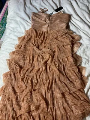 Grace Metallic Plisse Sweetheart Neck Cut-Out Tiered Dress Gianni Bini thumbnail 3