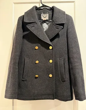 J. Crew Majesty Heather Charcoal‎ Wool Peacoat Size 6 thumbnail 1