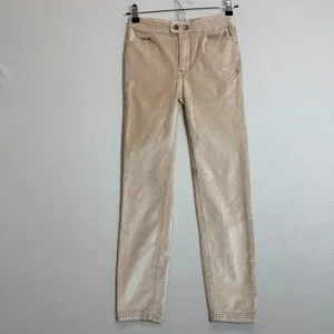 We The Free Beige Metallic Pants Size 24 Straight Leg Velvet-Like Texture thumbnail 2