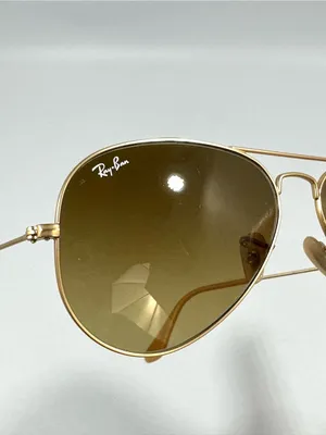 Ray-Ban RB3025 Aviator Large Metal Unisex Matte Gold Sunglasses Brown Gradient thumbnail 6