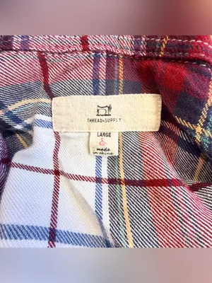 ANTHROPOLOGIE THREAD & SUPPLY Women’s Plaid Flannel Tunic Shirt Dress Size Large thumbnail 4