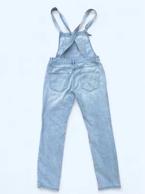 Free People Light Blue Denim Overalls Straight Leg Classic Retro Size 27 thumbnail 5
