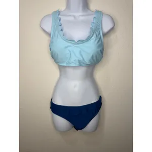 Cupshe Maternity Scalloped Bikini Set Light Blue Dark Blue Size M DKA12C4J002ST‎ thumbnail 2