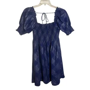 Hill House Athena Nap Dress in Navy Glitter Check Women’s Sz. L thumbnail 4