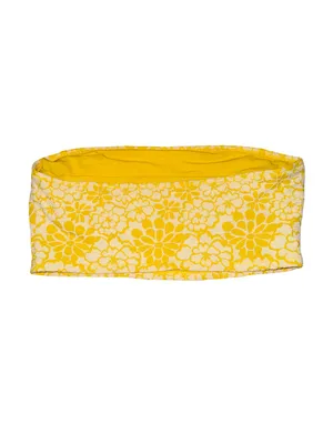 Aerie Yellow Floral Bandeau Bikini Top Size M Strapless Retro Swim thumbnail 2