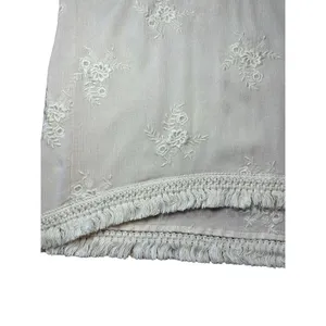 Surf Gypsy‎ Floral Embroidery Blush Fringe Crop Blouse Sz Small thumbnail 8