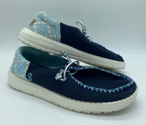 Hey Dude Navy Blue Wendy Funk Jacquard Slides Slip-On Easy Beaded Women's size 6 thumbnail 1
