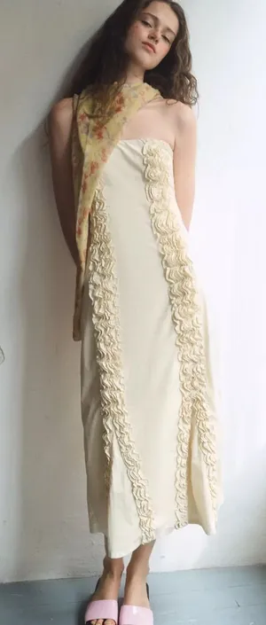 Zara MIDI DRESS WITH EMBOSSED RUFFLES NWT M thumbnail 1