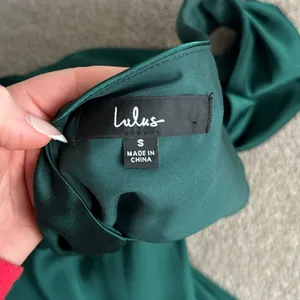 Lulus Love Me Tonight Emerald Green Satin One-Shoulder Mini Dress thumbnail 4