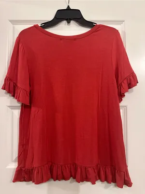 Emory Park Red "Free Spirit" Ruffle Sleeve Tee thumbnail 2