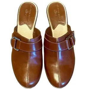 Anne Klein iflex Santo Medium Brown Leather Slip On Mules Heel thumbnail 2