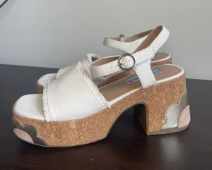 Steve Madden Daysee Frayed Denim Platform thumbnail 3