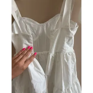 Lulus Tier-ly Delightful White Tie-Strap Tiered Bustier Mini Dress Size XS Bride thumbnail 9
