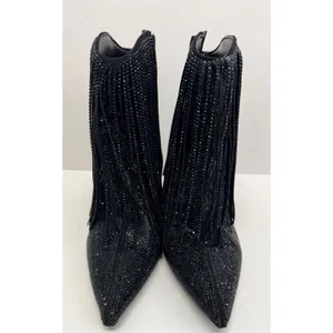 INC‎ Boots Size 8.5 Black Western Ankle Booties Pointed Toe Evening Shoes NEW thumbnail 6