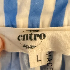 Entro Coastal‎ Resort Blue White Stripe Floral Print Tassel Blouse Top Large thumbnail 4