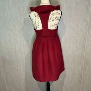 Annie Griffin Deep Red Midi Dress with Ruffle Detail Size 6 thumbnail 3