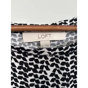 LOFT Womens Tank Top Black White Print Pocket Size‎ S Casual Summer thumbnail 2