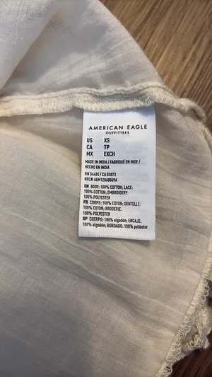 American Eagle Cream Tie Blouse, XS thumbnail 4