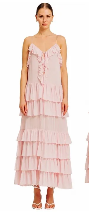 Torn by Ronny kobo pink tiered ruffle dress new nwt thumbnail 1