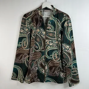 Chico's 3 US 16 XL Jacket Paisley Print Full Zip Stretch Long Sleeve lightweight thumbnail 2