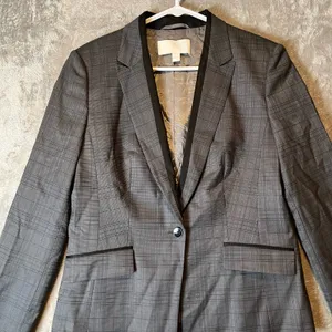 Hugo Boss Juleila Wool‎ Plaid Blazer Gray Black Size 8 thumbnail 2