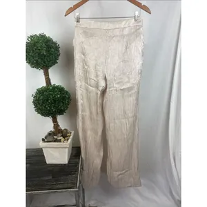 H&M Tan Shiny Metallic Trouser Pants 4 NEW thumbnail 3