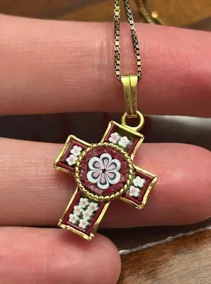 18 inch h16 4.16g cross pendant necklace 925 sterling silver gold tone thumbnail 1