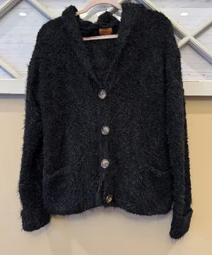 Pol-anthropology Hood Pockets Cuffed‎ Long Sleeve Knit Button Cardigan Sweater S thumbnail 1