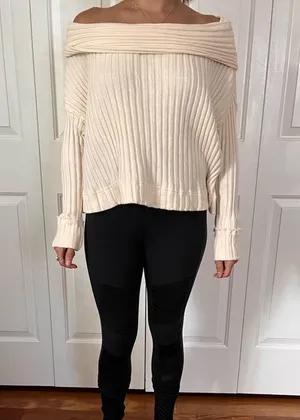 Free People Off The Shoulder Ribbed Sweater thumbnail 4