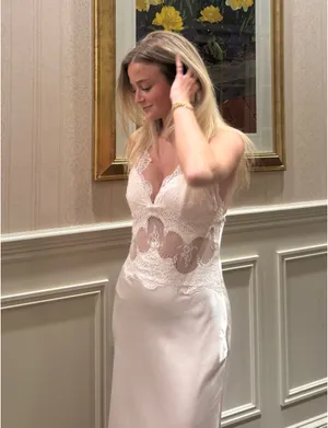Lace Maxi Dress Pink thumbnail 4