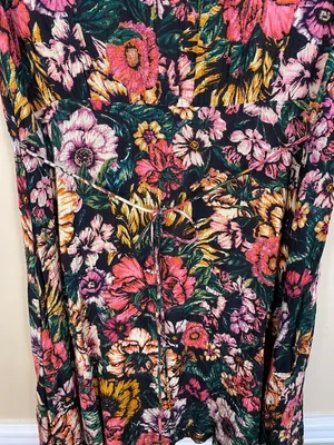 Billabong Women’s Floral Print Multicolor V-Neck Tie Back Short Sleeve Dress thumbnail 5