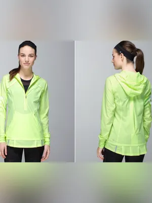 Lululemon Lightened Up Pullover bright yellow size 6 hooded Running Jacket thumbnail 2