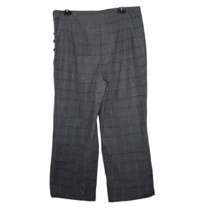 Loft High Rise Wide Leg Gray‎ Sailor Plaid Pants Womens 12 Academia Preppy Office NEW thumbnail 3