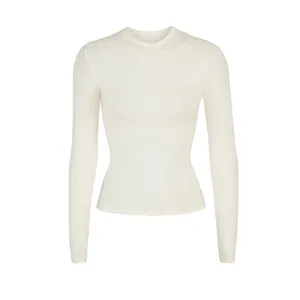 NWT Skims (B8) Cotton Jersey Long Sleeve T-Shirt Crew Neck Pullover Bone Size L thumbnail 2